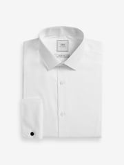 White Slim Fit Double Cuff 100% Cotton Shirt - Image 5 of 7