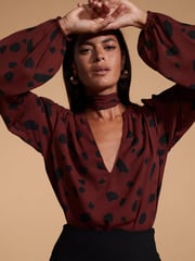 Dancing Leopard Lyma Multi-Way Tie Neck Brown Top - Image 4 of 4