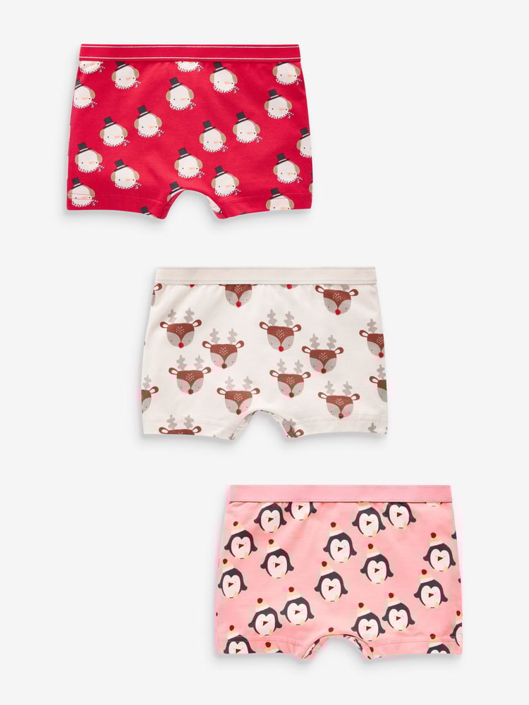Red Christmas Shorts Briefs 3 Pack (2-16yrs) - Image 1 of 7