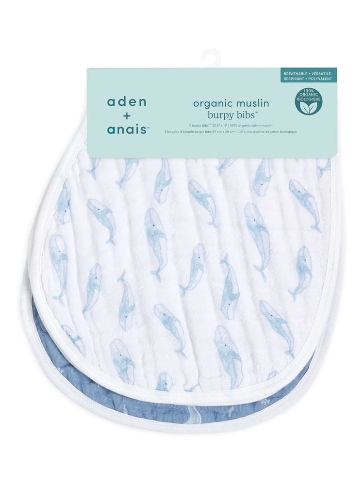 aden + anais Blue Cotton Muslin Oceanic Burpy Bibs 2 Pack - Image 3 of 3
