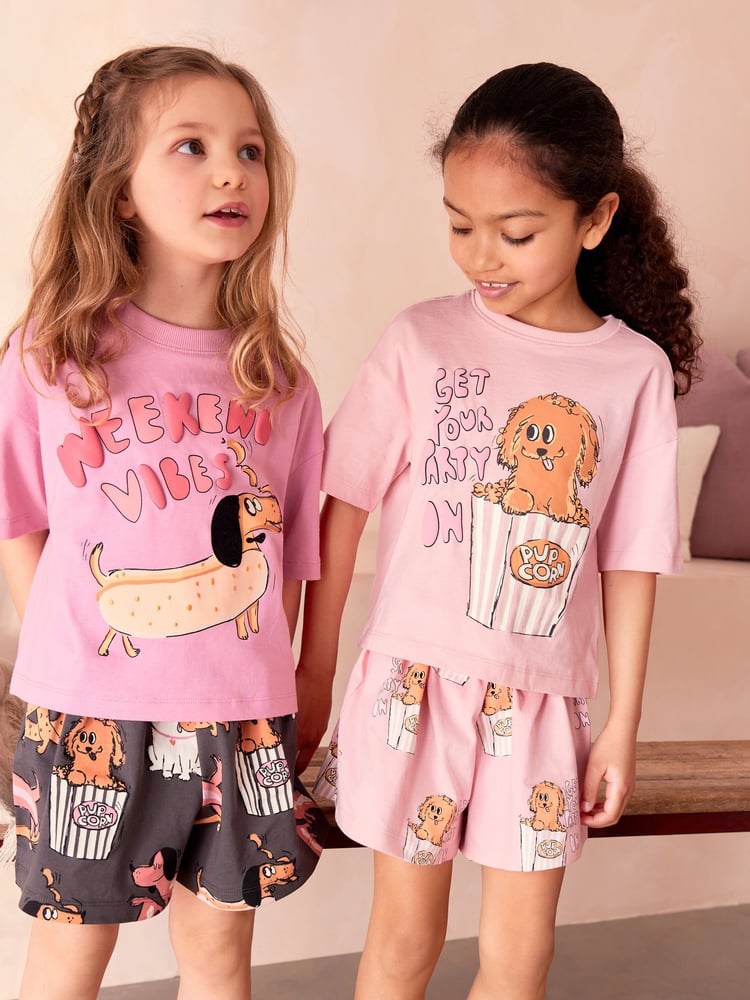 Pink/Grey Short Pyjamas 3 Pack (3-16yrs) - Image 2 of 9