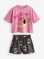 Pink/Grey Short Pyjamas 3 Pack (3-16yrs) - Image 5 of 9