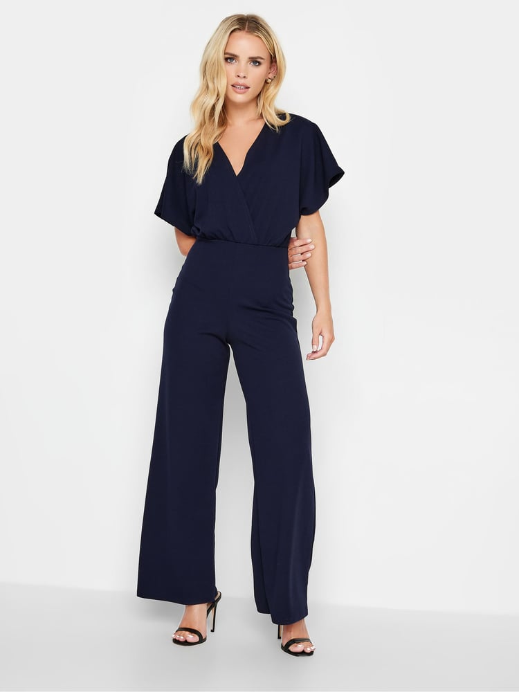 PixieGirl Petite Blue Wrap Front Jumpsuit - Image 1 of 6