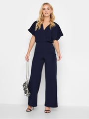 PixieGirl Petite Blue Wrap Front Jumpsuit - Image 3 of 6