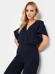 PixieGirl Petite Blue Wrap Front Jumpsuit - Image 4 of 6