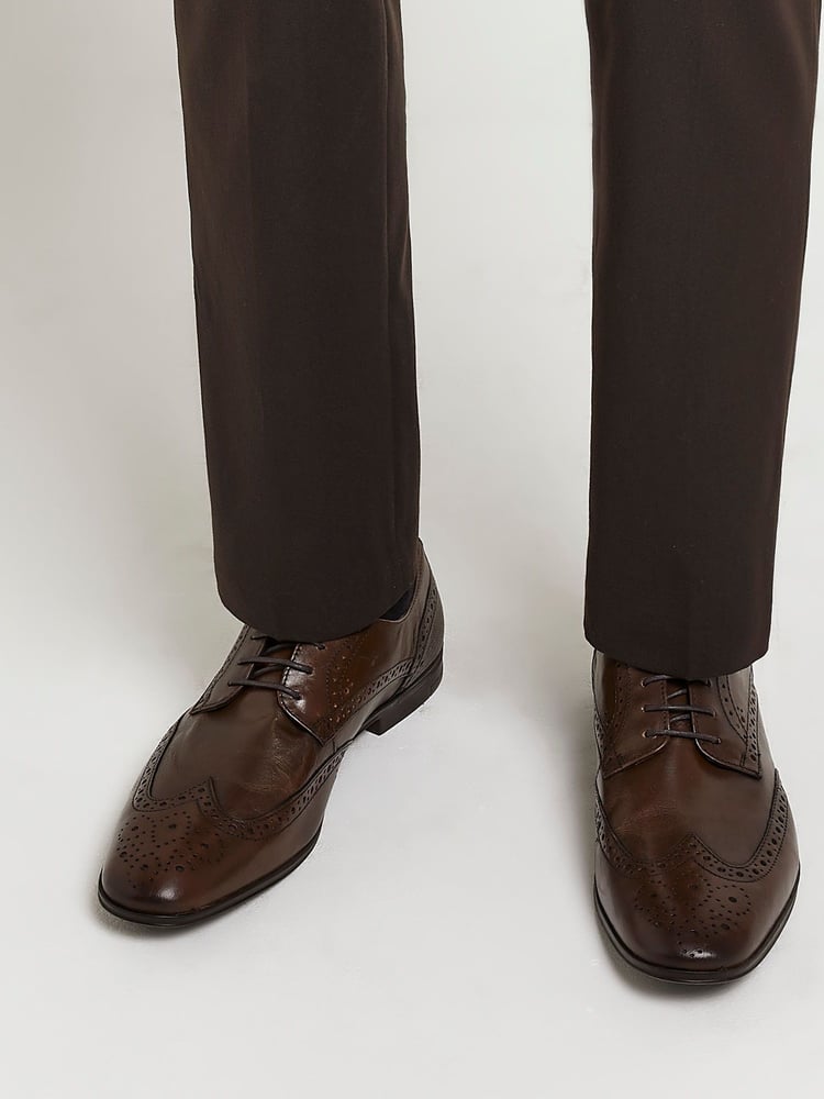 River Island Dark Brown Lace up Brogue Derby Shoes - Image 2 of 6