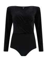 Pour Moi Black Britney Glitter Stretch Velvet Body - Image 2 of 3