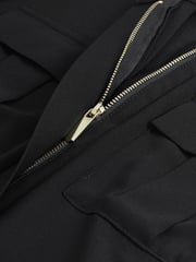Black Zip Front Utility Pocket Blouse - Image 7 of 7