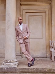 Pink Regular Fit Nova Fides Italian Wool Blend Suit: Trousers - Image 1 of 8