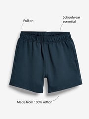 Navy Blue 100% Cotton Jersey School Shorts (3-16yrs) - Image 3 of 4