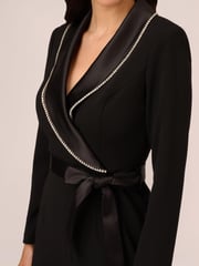 Adrianna Papell Crystal Trim Tuxedo Black Jumpsuit - Image 4 of 7