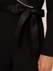Adrianna Papell Crystal Trim Tuxedo Black Jumpsuit - Image 5 of 7