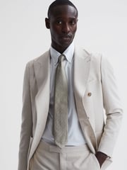 Reiss Champagne Liam Polka Dot Silk Tie - Image 2 of 5
