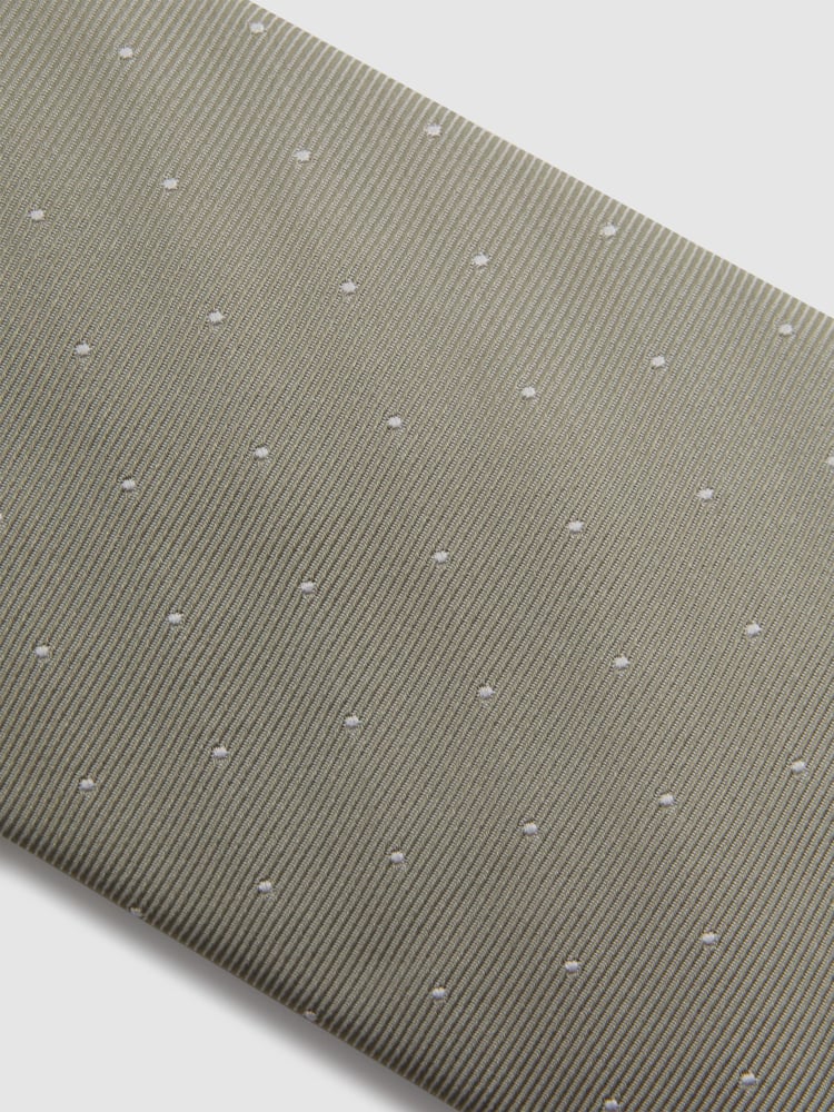 Reiss Champagne Liam Polka Dot Silk Tie - Image 5 of 5