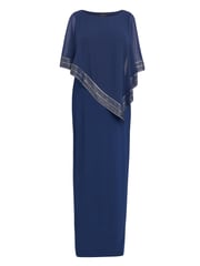 Gina Bacconi Natural Amber Maxi Asymmetrical Cape Dress - Image 5 of 5