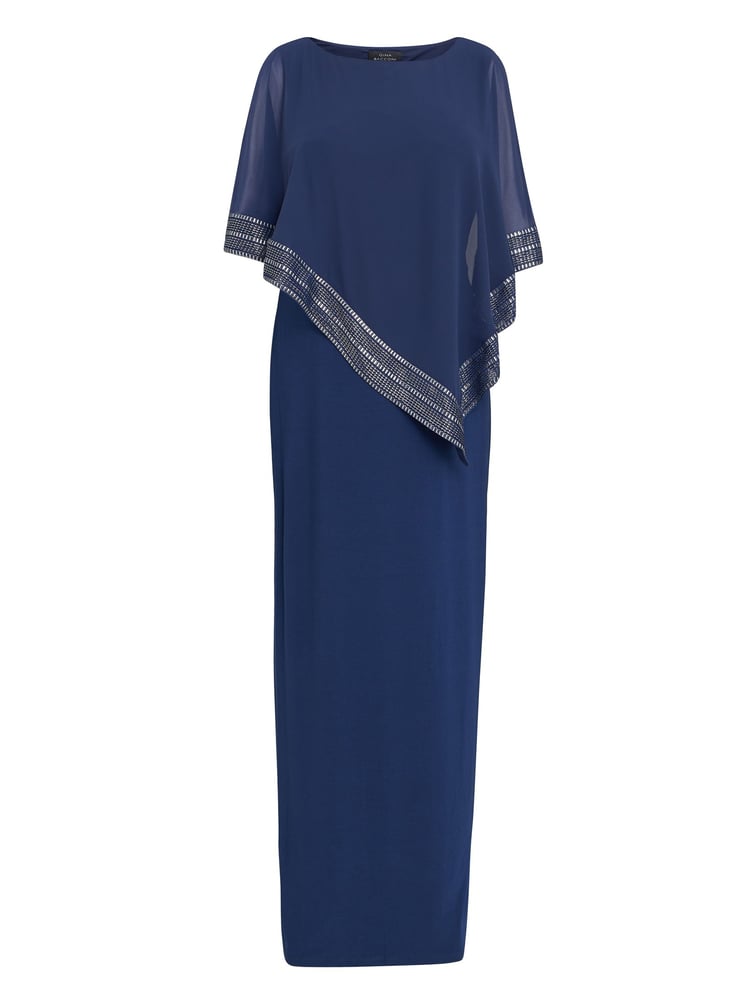 Gina Bacconi Natural Amber Maxi Asymmetrical Cape Dress - Image 5 of 5