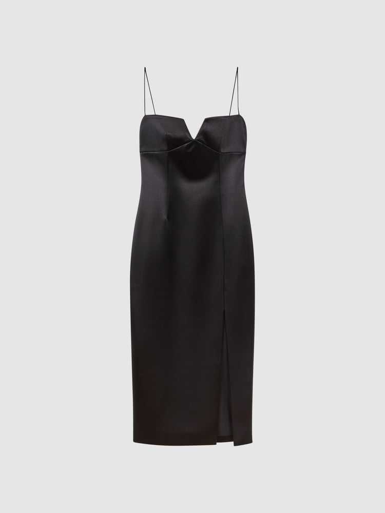 Rachel Gilbert Satin Fitted Midi Dress - Image 2 of 5