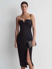 Rachel Gilbert Satin Fitted Midi Dress - Image 3 of 5