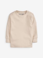 Light Blue/Neutral Long Sleeve Textured T-Shirts 3 Pack (3mths-7yrs) - Image 2 of 6