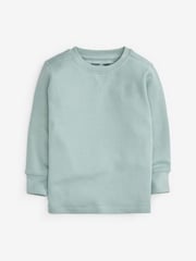 Light Blue/Neutral Long Sleeve Textured T-Shirts 3 Pack (3mths-7yrs) - Image 4 of 6