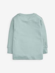 Light Blue/Neutral Long Sleeve Textured T-Shirts 3 Pack (3mths-7yrs) - Image 5 of 6