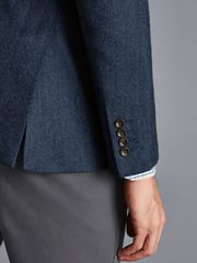 Charles Tyrwhitt Blue Herringbone Wool Texture Classic Fit Jacket - Image 4 of 5