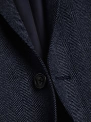 Charles Tyrwhitt Blue Herringbone Wool Texture Classic Fit Jacket - Image 5 of 5