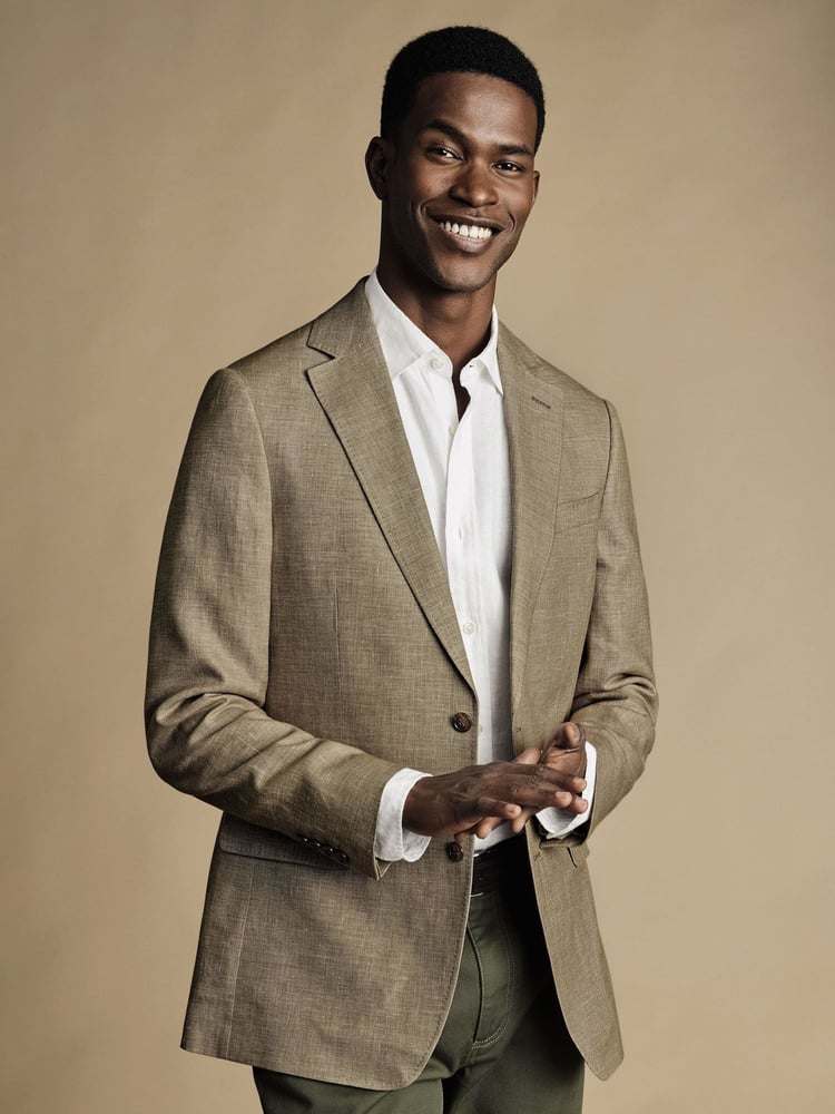 Charles Tyrwhitt Natural Chrome Linen Cotton Classic Fit Jacket - Image 1 of 4