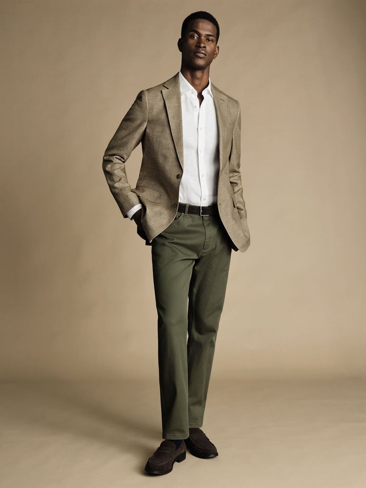 Charles Tyrwhitt Natural Chrome Linen Cotton Classic Fit Jacket - Image 2 of 4