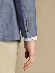 Charles Tyrwhitt Blue Chrome Linen Cotton Classic Fit Jacket - Image 4 of 5