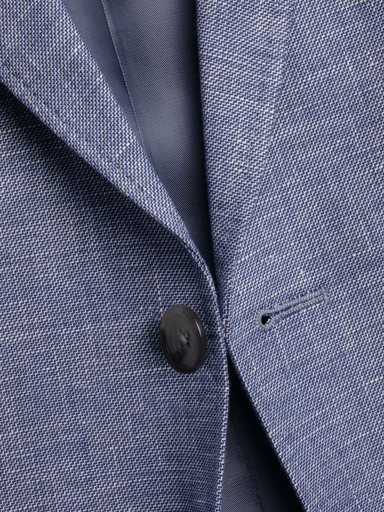Charles Tyrwhitt Blue Chrome Linen Cotton Classic Fit Jacket - Image 5 of 5