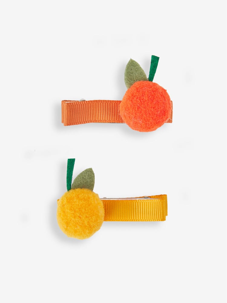 JoJo Maman Bébé Rust 2-Pack Fruit Pom Pom Clips - Image 1 of 2