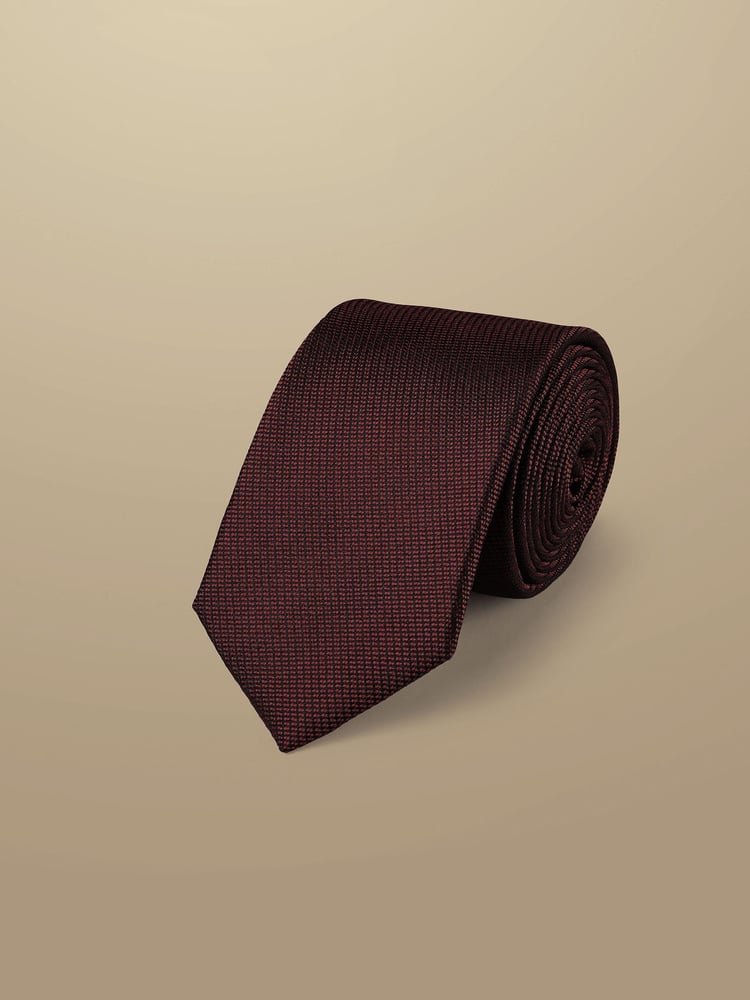 Charles Tyrwhitt Burgundy Red Silk Stain Resist Slim Tie - Image 1 of 2