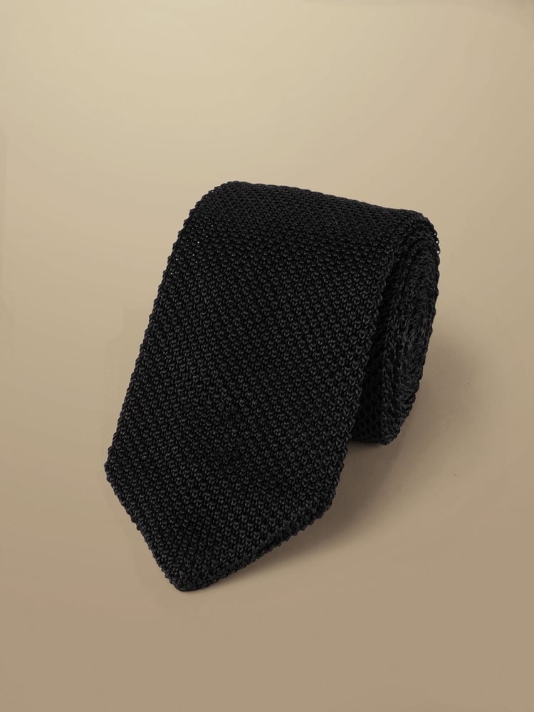 Charles Tyrwhitt Black Silk Knitted Slim Tie - Image 1 of 2