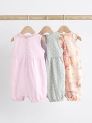 Grey Seashell Print Baby Vest Rompers 3 Pack - Image 2 of 10