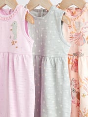 Grey Seashell Print Baby Vest Rompers 3 Pack - Image 3 of 10