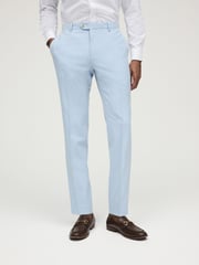 Light Blue Skinny Fit Pipe Trimmed Suit: Trousers - Image 1 of 10