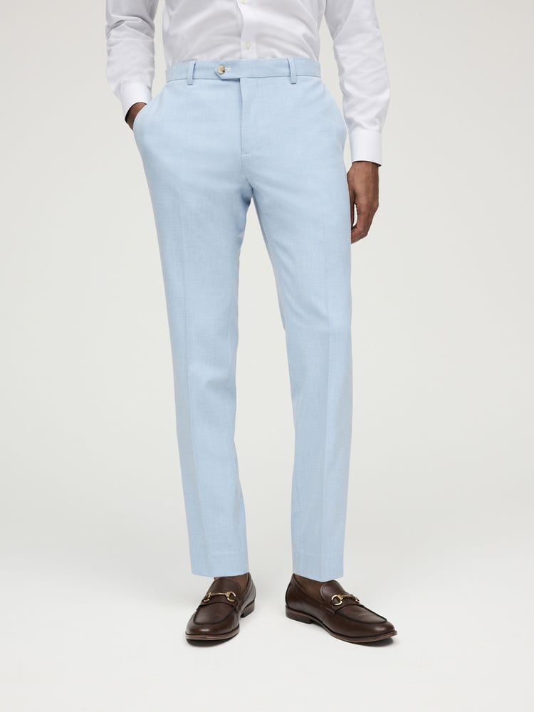 Light Blue Skinny Fit Pipe Trimmed Suit: Trousers - Image 1 of 10