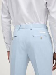 Light Blue Skinny Fit Pipe Trimmed Suit: Trousers - Image 5 of 10