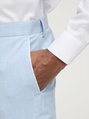 Light Blue Skinny Fit Pipe Trimmed Suit: Trousers - Image 6 of 10