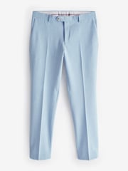 Light Blue Skinny Fit Pipe Trimmed Suit: Trousers - Image 7 of 10