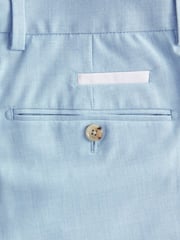 Light Blue Skinny Fit Pipe Trimmed Suit: Trousers - Image 9 of 10