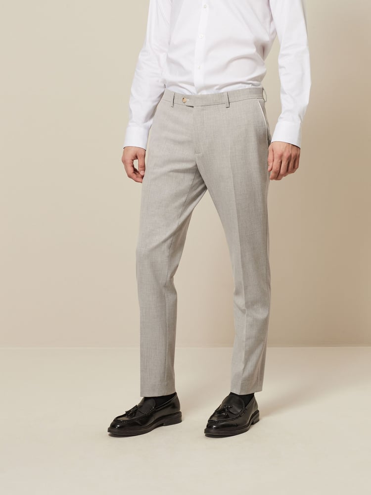 Light Grey Skinny Fit Pipe Trimmed Suit: Trousers - Image 1 of 8