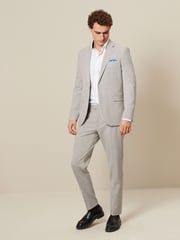 Light Grey Skinny Fit Pipe Trimmed Suit: Trousers - Image 2 of 8