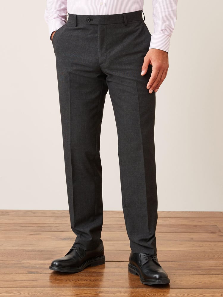 Charcoal Grey Tailored Fit Wool Mix Textured Suit Trousers - Image 1 of 6