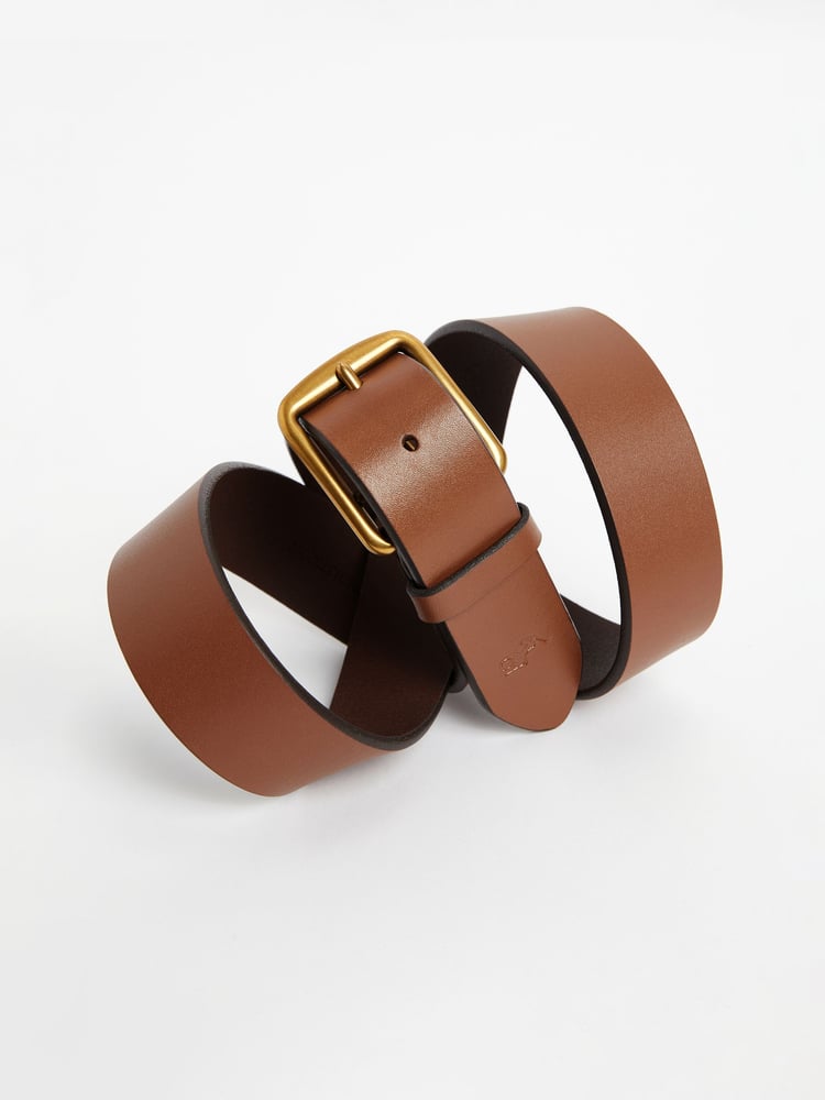 Polo Ralph Lauren Tan Brown Saddle Leather Logo Belt - Image 2 of 4