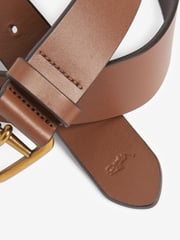 Polo Ralph Lauren Tan Brown Saddle Leather Logo Belt - Image 3 of 4