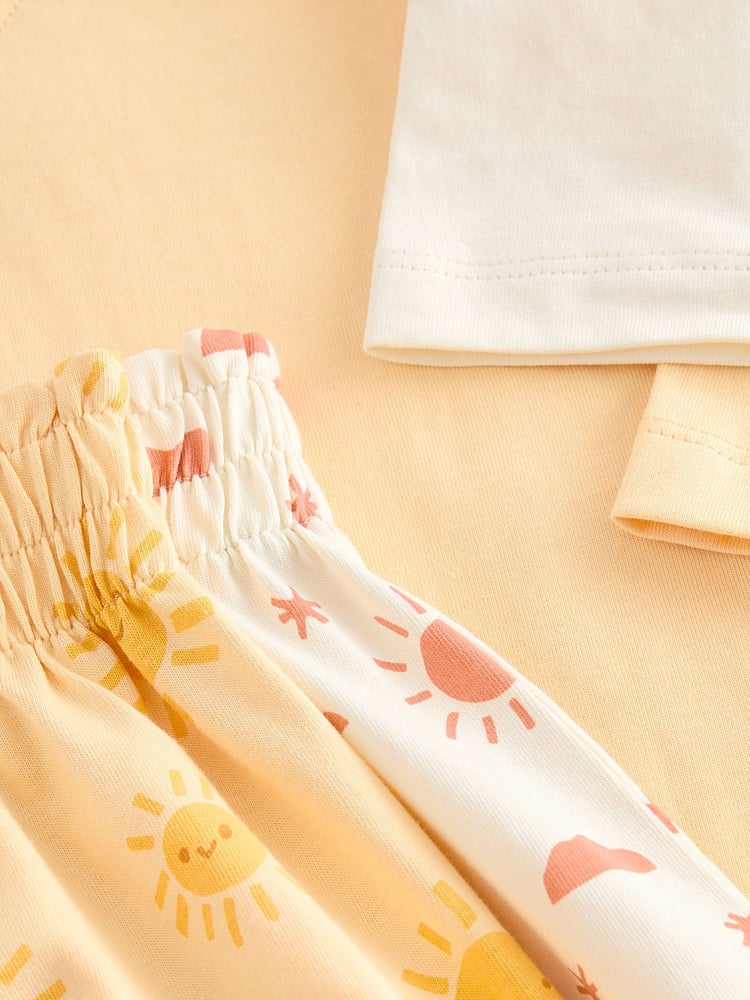 Cream/ Yellow Short Pyjamas 2 Pack (3-16yrs) - Image 9 of 9