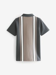 Neutral Vertical Colourblock Short Sleeve Zip Neck Polo Shirt (3-16yrs) - Image 2 of 3