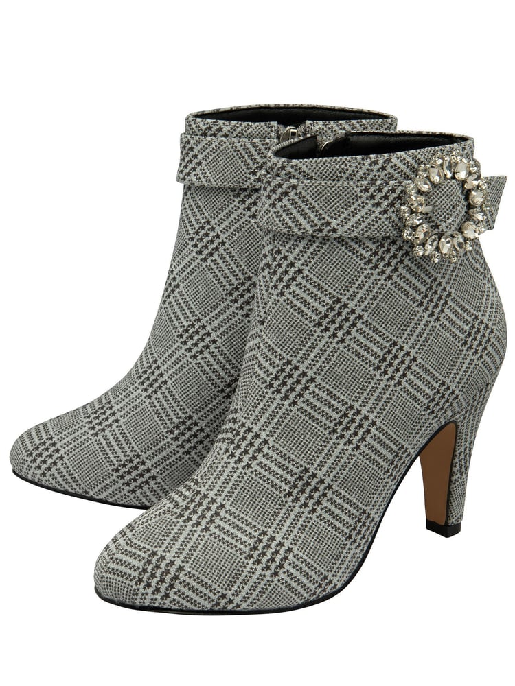 Lotus Silver Check-Print Shoe Boots - Image 2 of 4